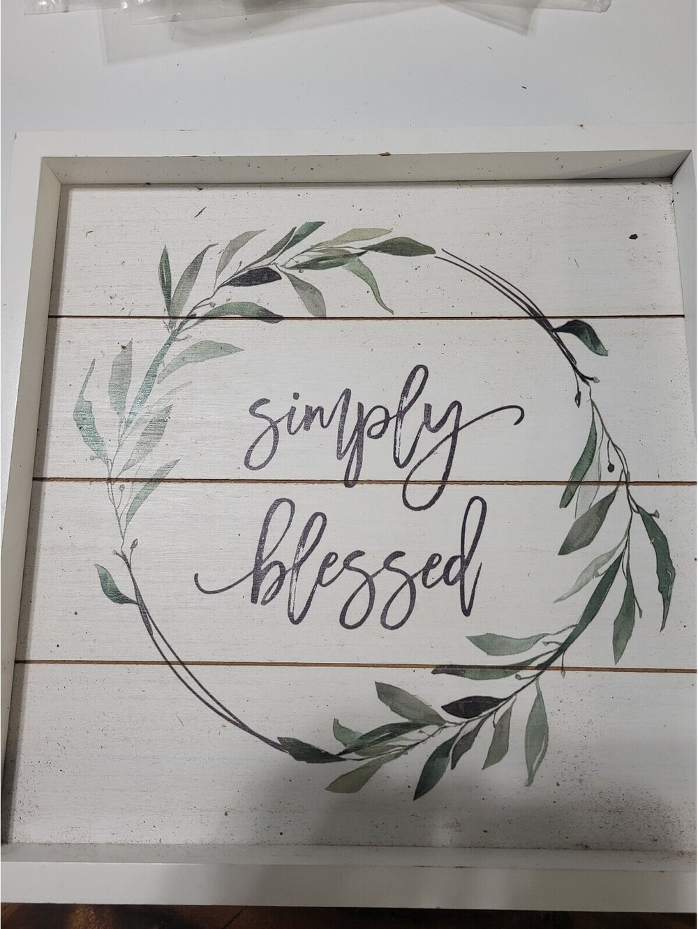 Simply Blessed Decorative Wall Art Sign with Leaf Wreath 14x14